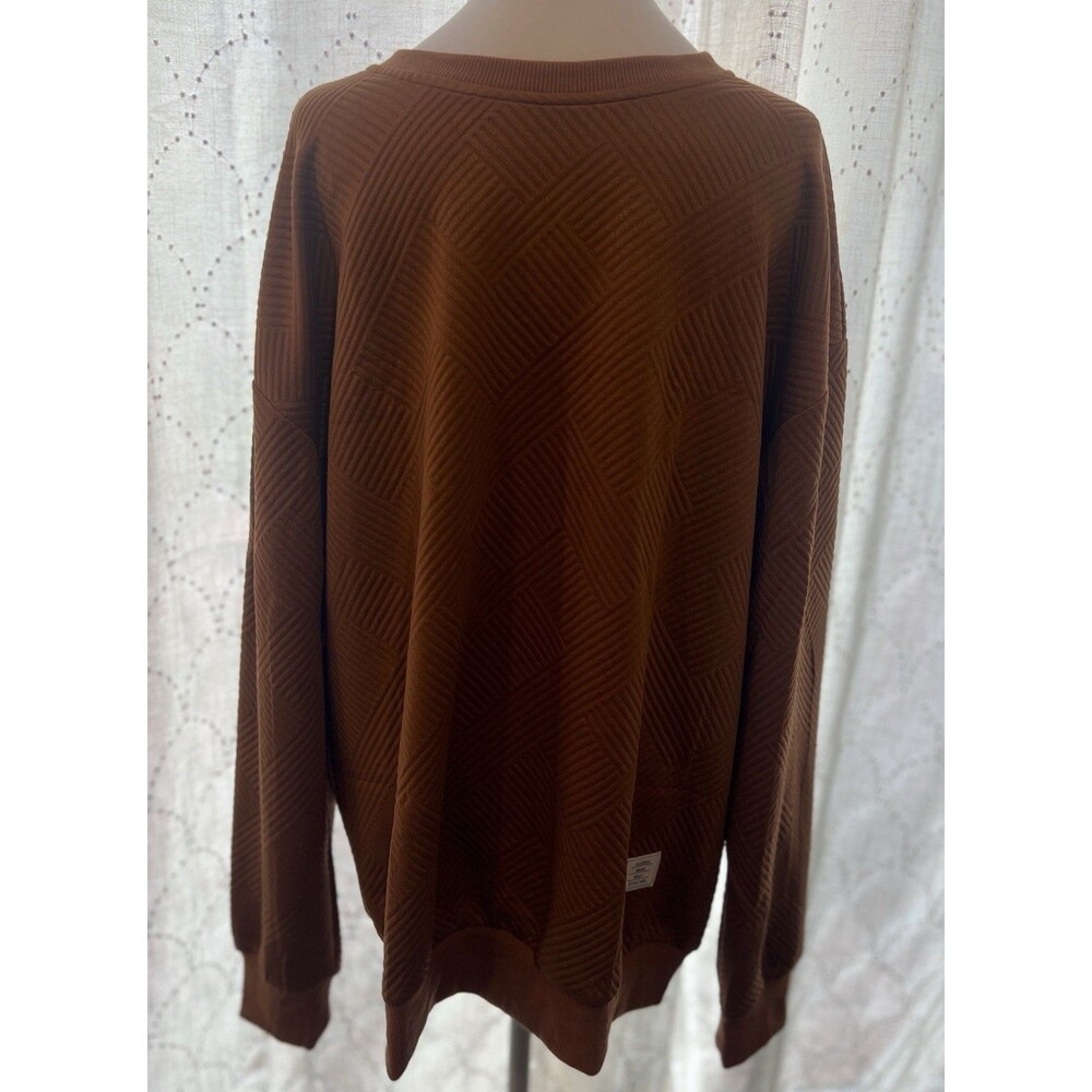 JMIERR  Geometric Zigzag crewneck pullover sweatshirt Brown Size Large